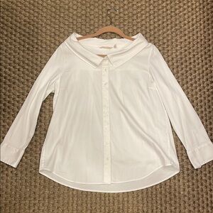 Soft Surroundings Boatneck White Cotton Blouse